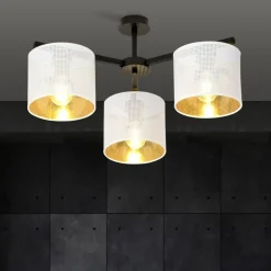 Cheap Stylowa lampa sufitowa z biało-złotymi abażurami 1145/3 JORDAN | Kaja Żyrandole Nowoczesne