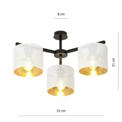 Cheap Stylowa lampa sufitowa z biało-złotymi abażurami 1145/3 JORDAN | Kaja Żyrandole Nowoczesne