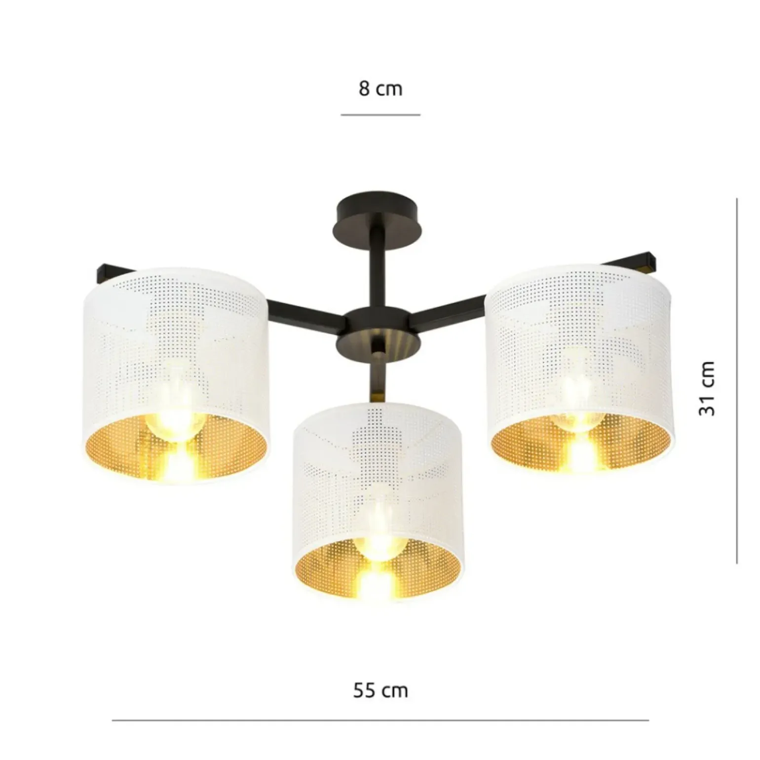 Cheap Stylowa lampa sufitowa z biało-złotymi abażurami 1145/3 JORDAN | Kaja Żyrandole Nowoczesne