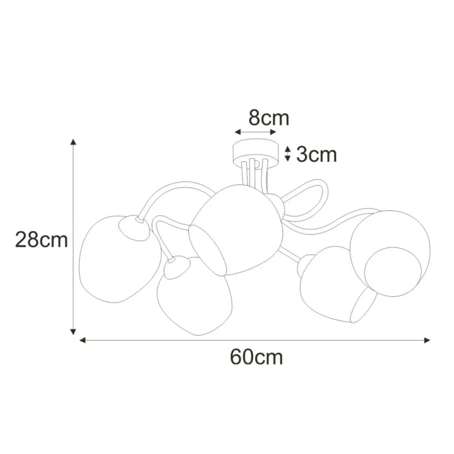 New Stylowa lampa sufitowa z pięcioma kloszami K-5196 z serii SARA | Kaja Żyrandole Nowoczesne