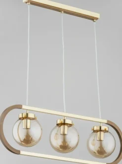 Best Sale Stylowa lampa wisząca, łączący drewno ze złotem AL 62147 | Kaja Żyrandole Nowoczesne