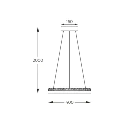 New Stylowa lampa wisząca LED z kryształkami PD2304400R-MB REGI | Kaja Żyrandole Nowoczesne