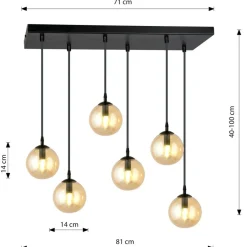 Best Stylowa lampa wisząca na listwie w kolorze miodu 713/6 | Kaja Żyrandole Nowoczesne