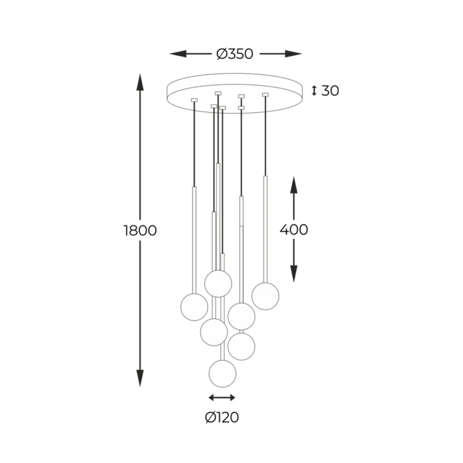 Best Sale Stylowa lampa wisząca z białymi kloszami, do salonu 5642 z serii ALI Żyrandole Nowoczesne