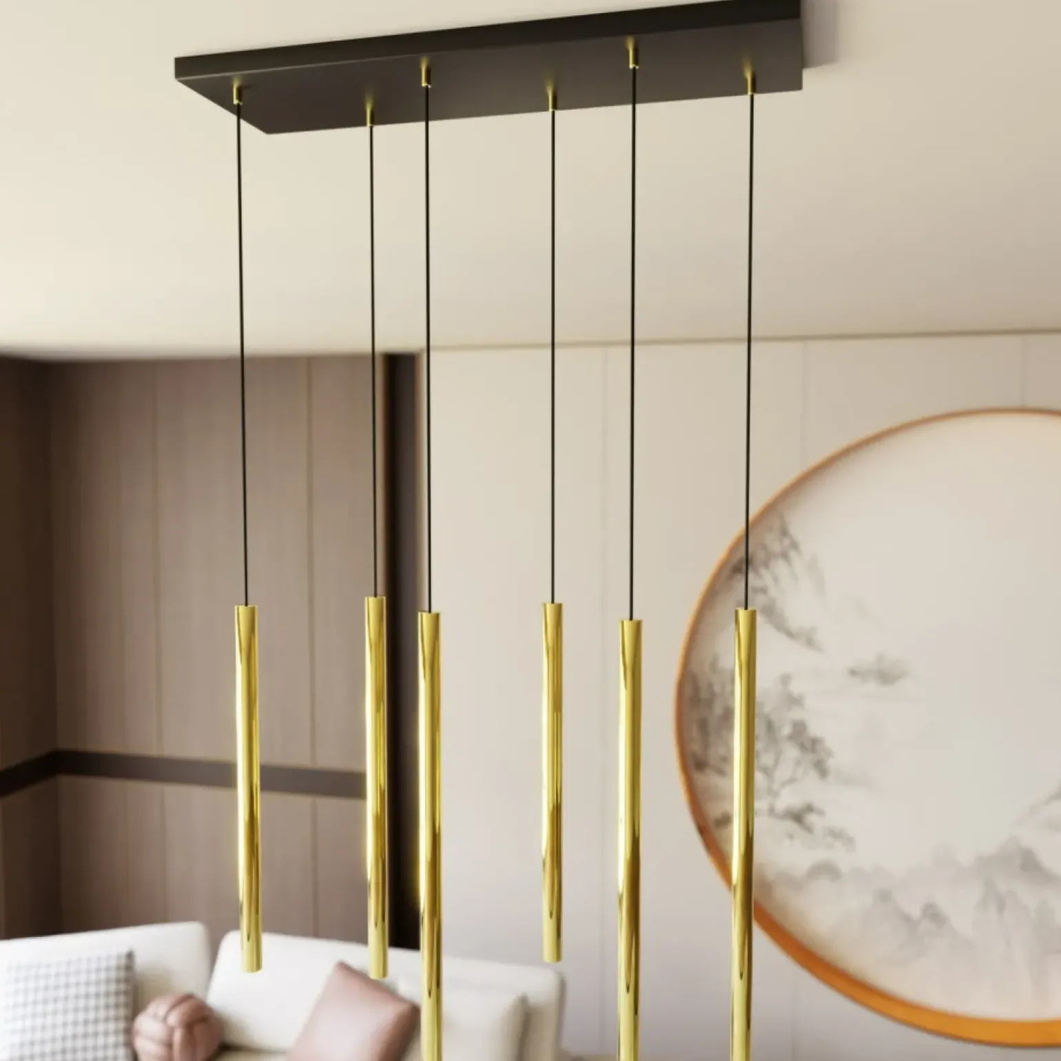 Clearance Stylowa lampa wisząca ze złotymi tubami 1332/6 SELTER | Kaja Żyrandole Nowoczesne