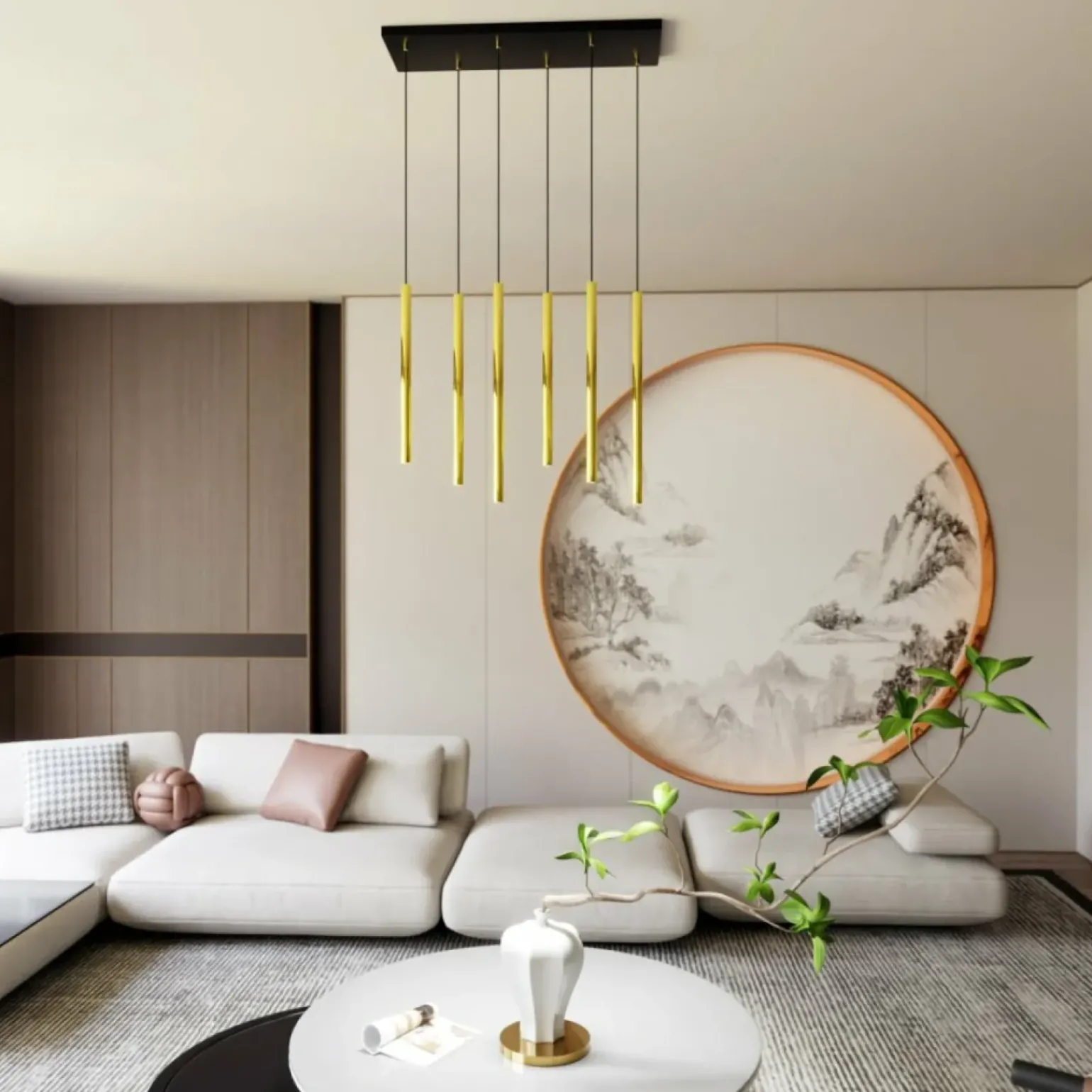 Clearance Stylowa lampa wisząca ze złotymi tubami 1332/6 SELTER | Kaja Żyrandole Nowoczesne