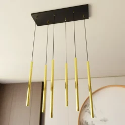 Clearance Stylowa lampa wisząca ze złotymi tubami 1332/6 SELTER | Kaja Żyrandole Nowoczesne