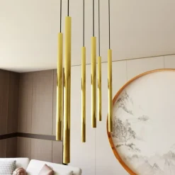 Clearance Stylowa lampa wisząca ze złotymi tubami 1332/6 SELTER | Kaja Żyrandole Nowoczesne