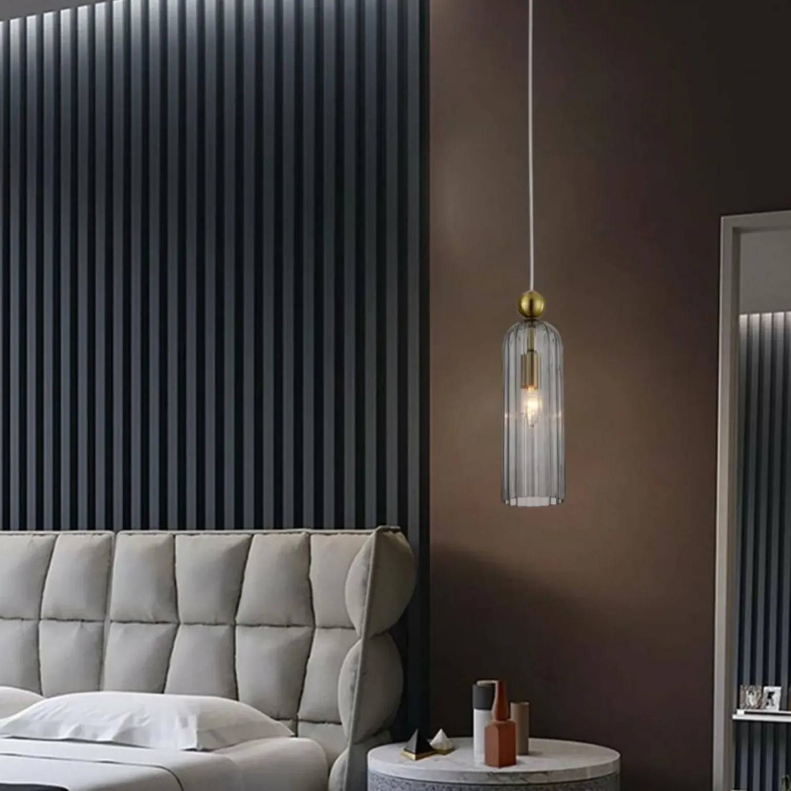 Online Stylowa lampa z dymionym kloszem LP-939/1P SMOKED z serii PIEGA | Kaja Żyrandole Nowoczesne