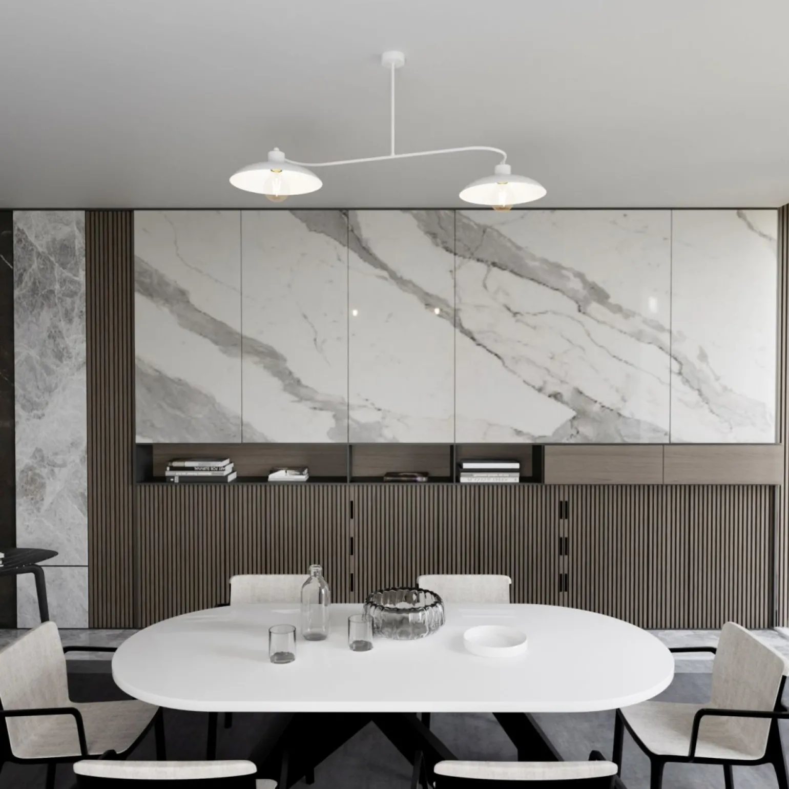 Sklep Kaja Stylowa lampa z szerokimi kloszami 1354/2 FOSTER 2 WHITE | Kaja