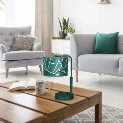 Sklep Kaja Stylowa, zielona lampa stołowa z abażurem MLP7581 z serii ZIGGY | Kaja Oświetlen