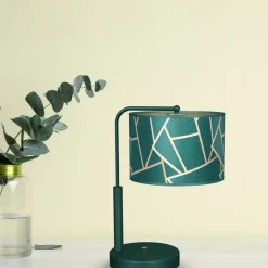Sklep Kaja Stylowa, zielona lampa stołowa z abażurem MLP7581 z serii ZIGGY | Kaja Oświetlen