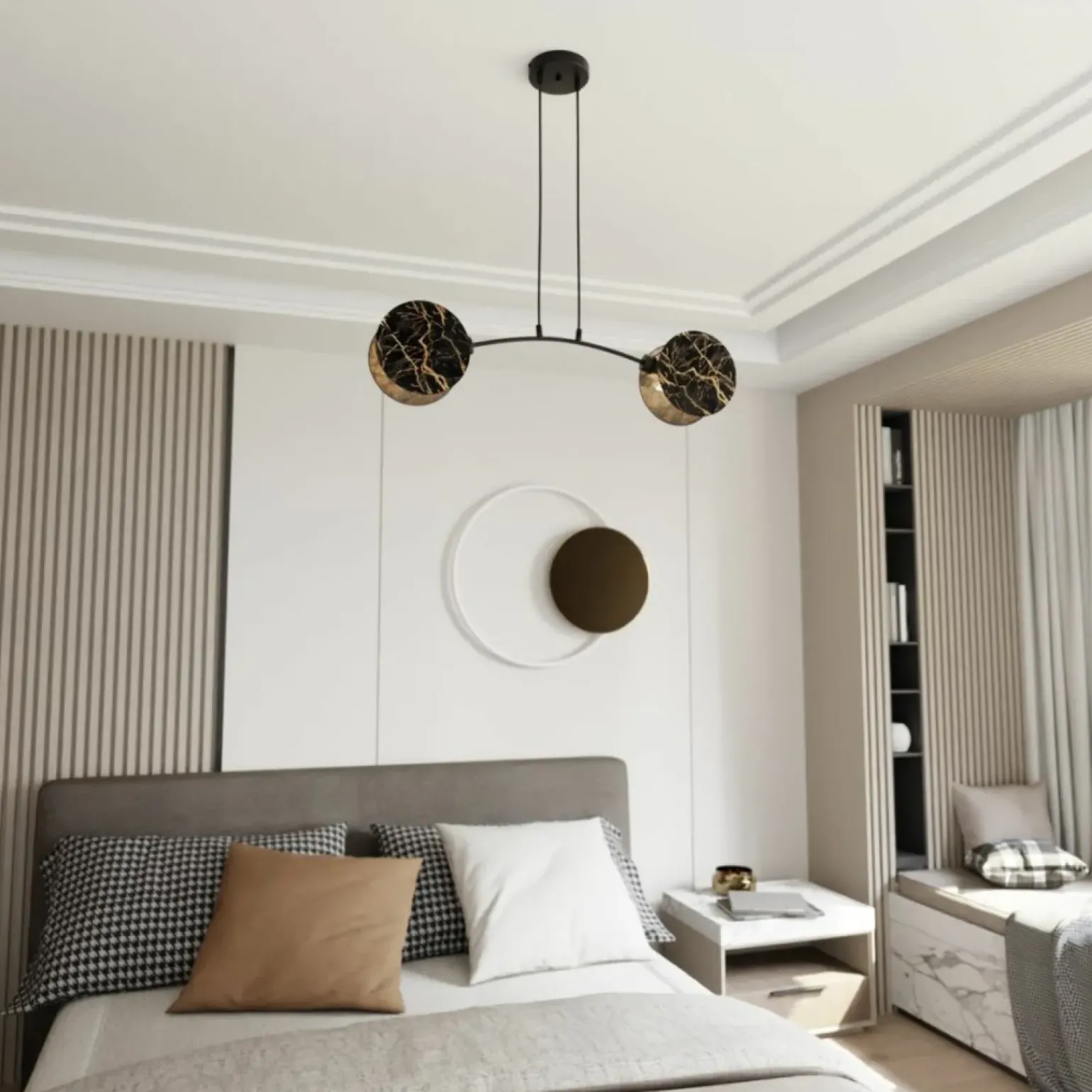 Best Sale Stylowy, czarno-złoty żyrandol do sypialni 1327/2 MOTIF | Kaja Żyrandole Nowoczesne