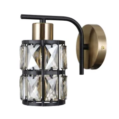 Sklep Kaja Stylowy kinkiet z małymi kryształkami WL-44236-1-BK-GD z serii MENFI