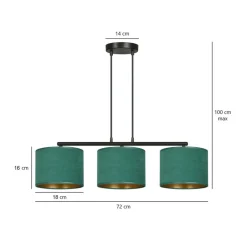 New Stylowy żyrandol z zielonymi abażurami 1051/3 HILDE | Kaja Oświetlenie Żyrandole Nowoczesne