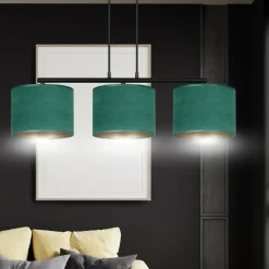 New Stylowy żyrandol z zielonymi abażurami 1051/3 HILDE | Kaja Oświetlenie Żyrandole Nowoczesne