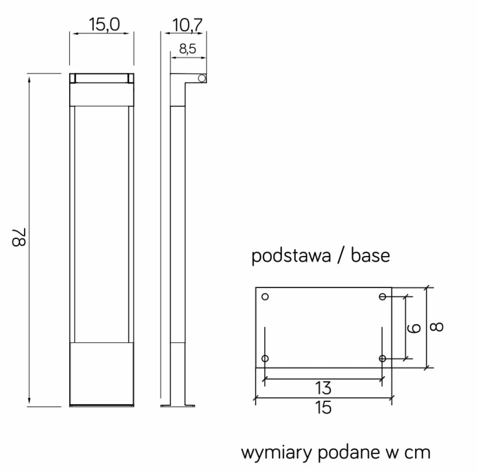 Sklep Kaja Słupek oświetleniowy, regulowany kąt świecenia RT-780 z serii ROTA | Kaja Oświet