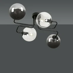 Store Symetryczna czarna lampa sufitowa z kloszami 843/4M3 | Kaja Żyrandole Nowoczesne
