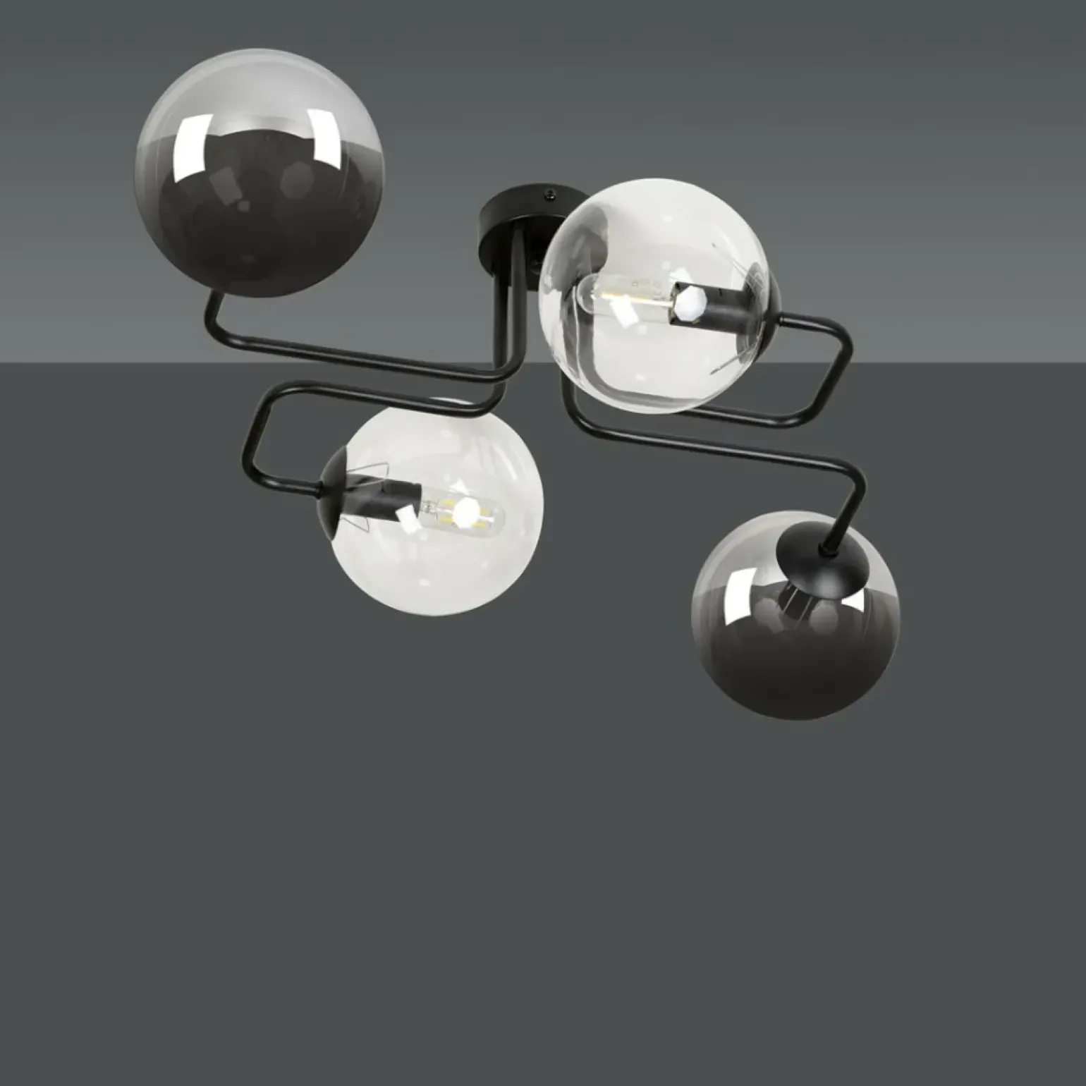Store Symetryczna czarna lampa sufitowa z kloszami 843/4M3 | Kaja Żyrandole Nowoczesne