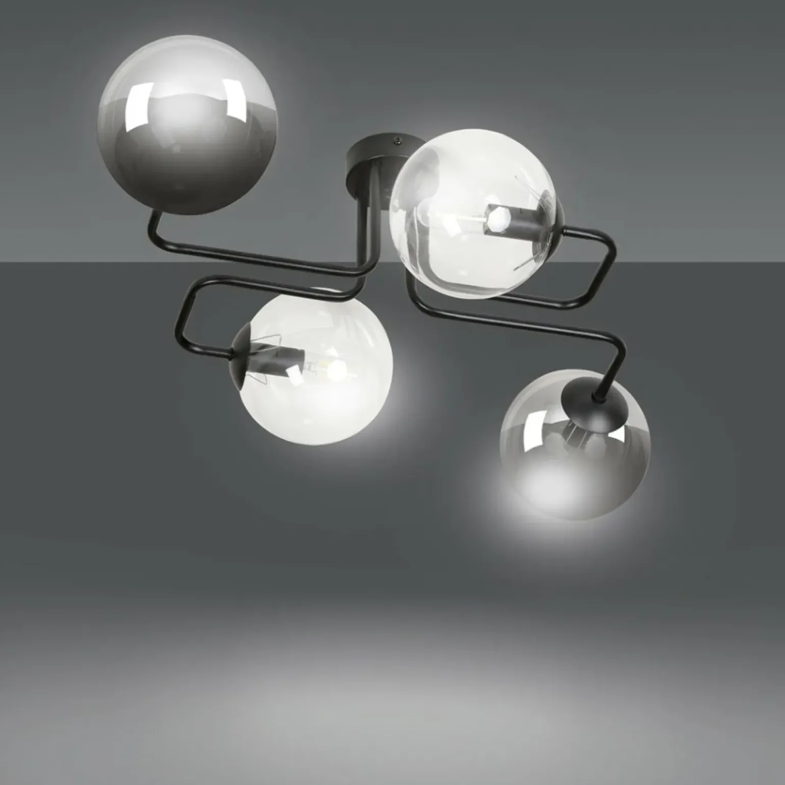 Store Symetryczna czarna lampa sufitowa z kloszami 843/4M3 | Kaja Żyrandole Nowoczesne