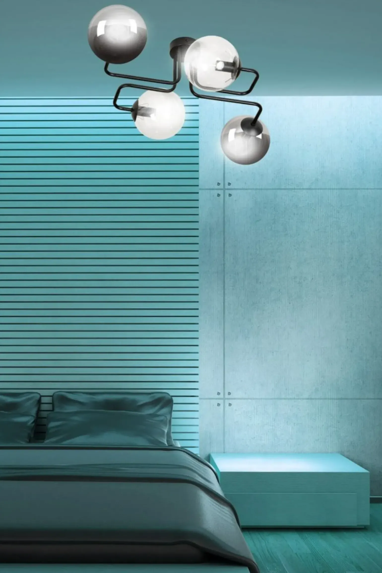 Store Symetryczna czarna lampa sufitowa z kloszami 843/4M3 | Kaja Żyrandole Nowoczesne