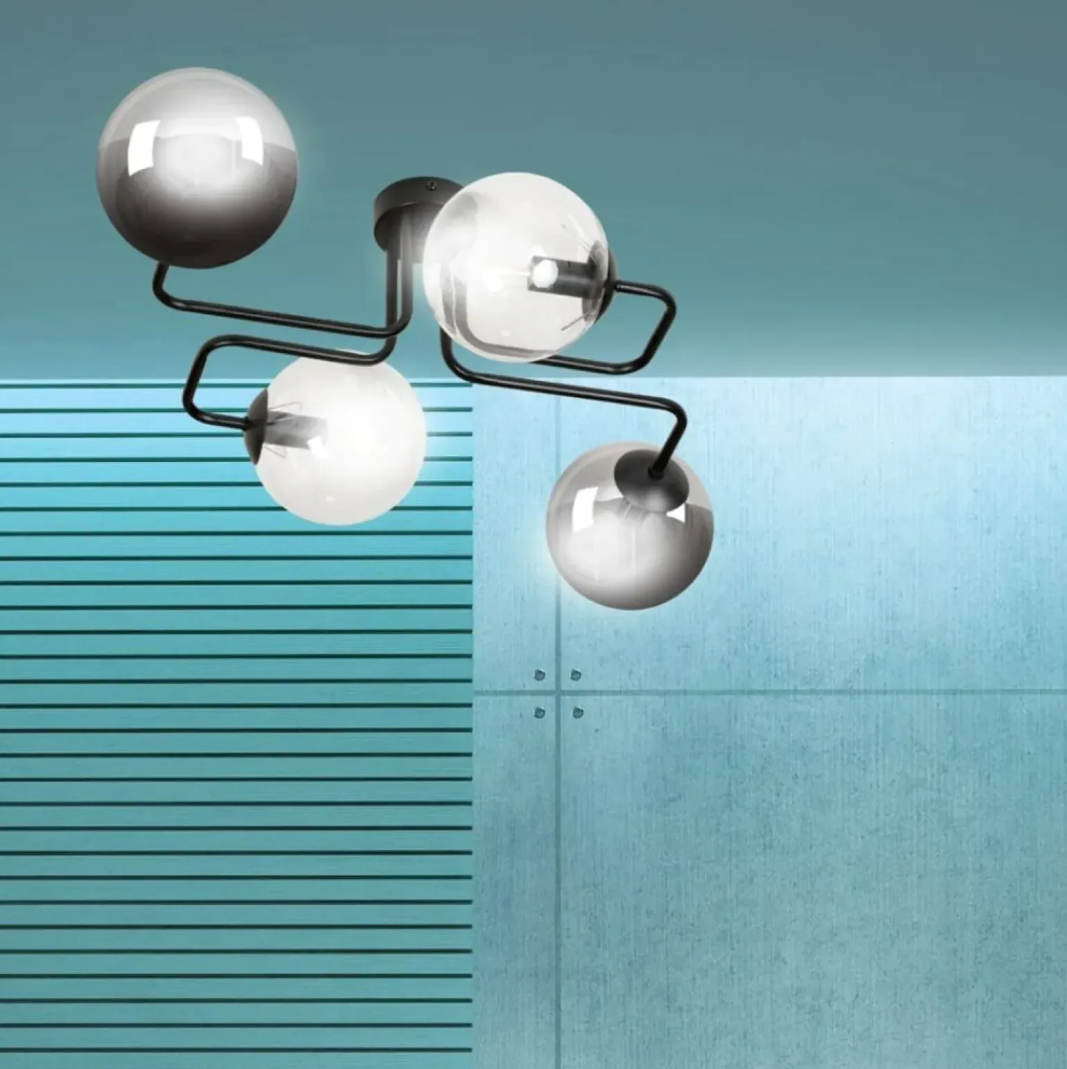 Store Symetryczna czarna lampa sufitowa z kloszami 843/4M3 | Kaja Żyrandole Nowoczesne