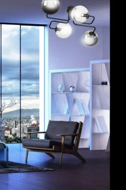 Store Symetryczna czarna lampa sufitowa z kloszami 843/4M3 | Kaja Żyrandole Nowoczesne