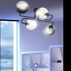 Store Symetryczna czarna lampa sufitowa z kloszami 843/4M3 | Kaja Żyrandole Nowoczesne