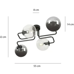 Store Symetryczna czarna lampa sufitowa z kloszami 843/4M3 | Kaja Żyrandole Nowoczesne