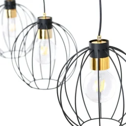Best Symetryczna lampa wisząca na listwie czarno-złota 1222/3 z serii GINO Żyrandole Nowoczesne