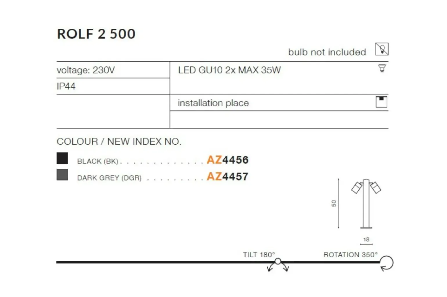Sklep Kaja Szara lampa ogrodowa stojąca ruchoma 50cm AZ4457 ROLF | Kaja