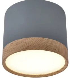 Sklep Kaja Szara lampa spot z drewnianą obwódką 2275925 TUBA | Kaja Oświetlenie