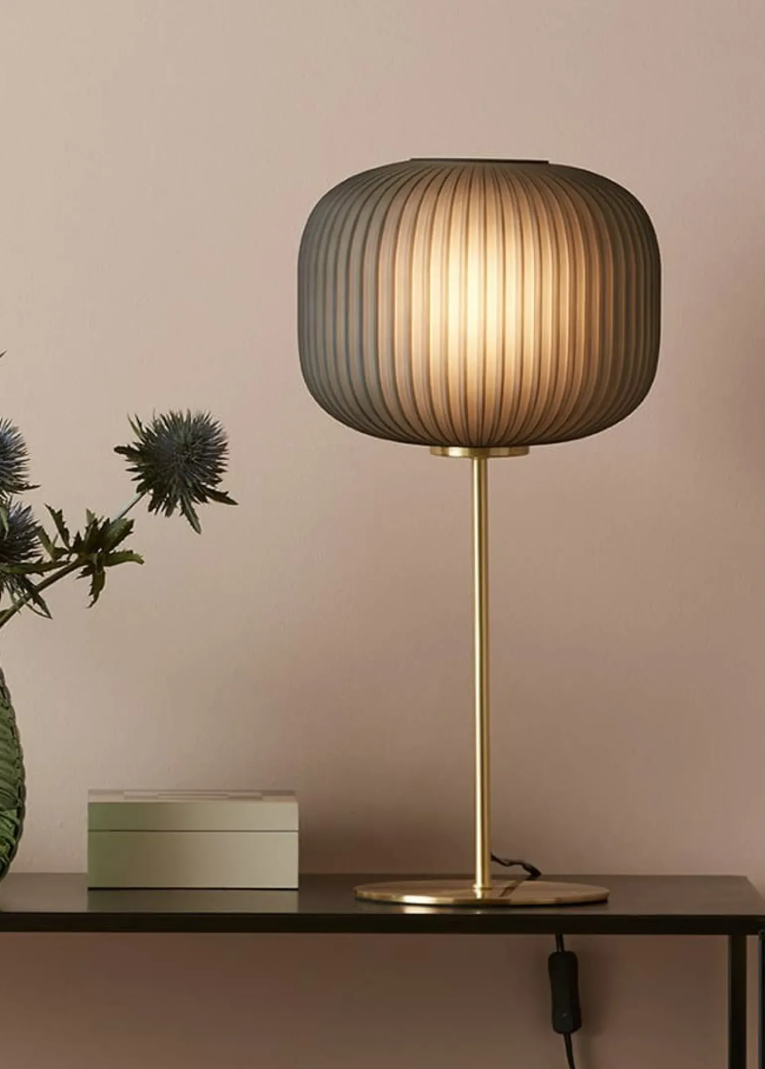 Sklep Kaja Szara lampa stołowa oprawa w kolorze mosiądzu 107820 | Kaja