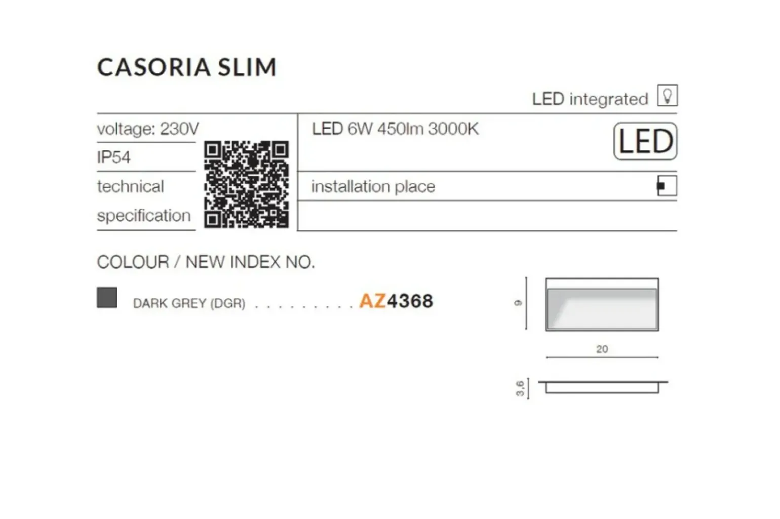 Sklep Kaja Szara zewnętrzna lampa ścienna LED AZ4368 CASORIA | Kaja Oświetlenie