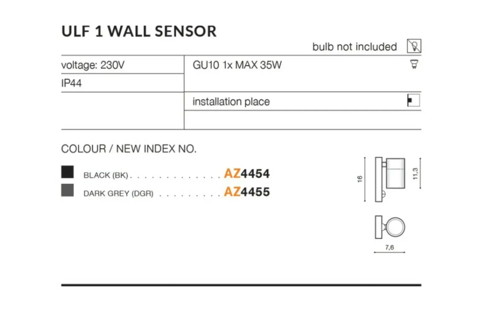 Sklep Kaja kinkiet elewacyjny z czujnikiem ruchu AZ4455 ULF | Kaja