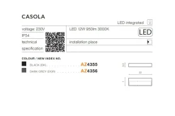 Sklep Kaja prosty kinkiet zewnętrzny LED 3000K AZ4356 CASOLA | Kaja