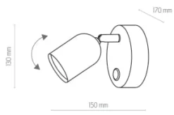 Sklep Kaja Szary reflektorek ścienny z włącznikiem TK 3278 TOP | Kaja Oświetlenie