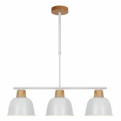 Hot Szeroka, biało-drewniana lampa nad stół P21031M-3TUPORLO | Kaja Żyrandole Nowoczesne