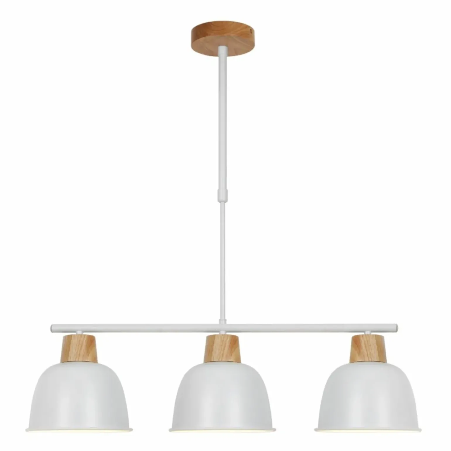 Hot Szeroka, biało-drewniana lampa nad stół P21031M-3TUPORLO | Kaja Żyrandole Nowoczesne