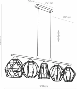 Best Sale Szeroka, druciana lampa wisząca nad stół TK 1649 GALAXY | Kaja Żyrandole Nowoczesne