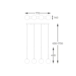 Clearance Szeroka lampa nad wyspę kuchenną P0574-04D-F7AA ARCTURUS | Kaja Żyrandole Nowoczesne