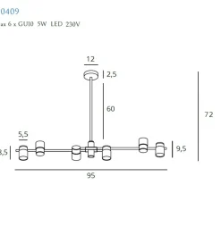 Store Szeroka lampa sufitowa z reflektorami MX P0409 PUMA | Kaja Oświetlenie Żyrandole Nowoczesne