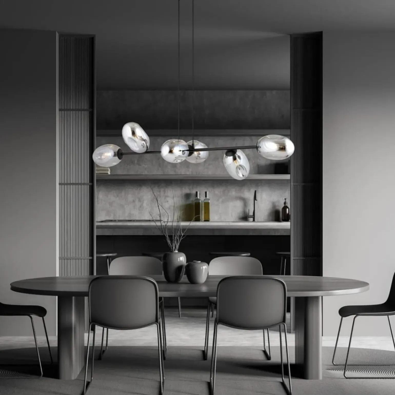 Best Sale Szeroka lampa wisząca nad wyspę kuchenną 1263/6 z serii PANDORA | Kaja Żyrandole Nowoczesne