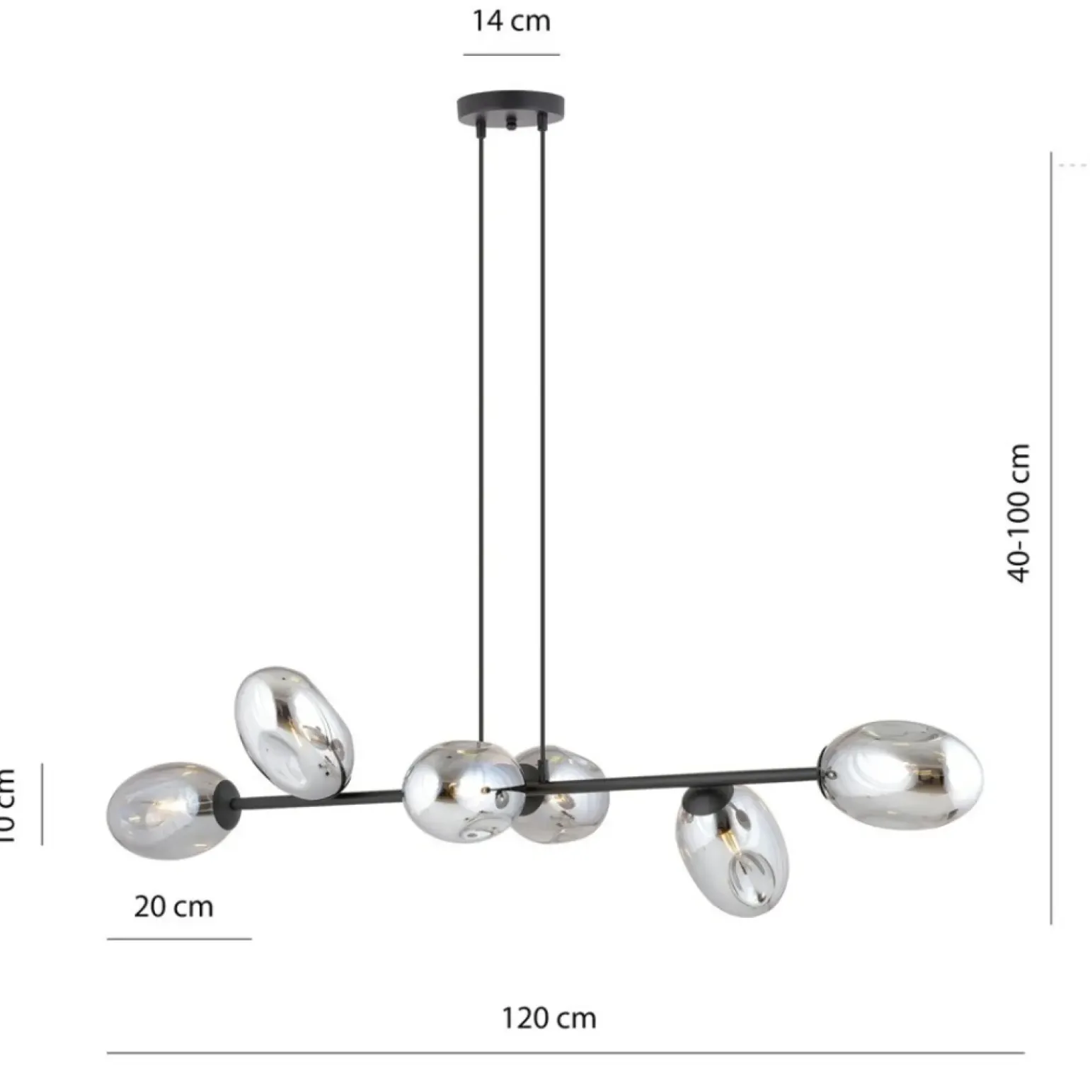 Best Sale Szeroka lampa wisząca nad wyspę kuchenną 1263/6 z serii PANDORA | Kaja Żyrandole Nowoczesne