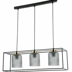 Store Szeroka lampa wisząca nad stół PND-23231-3-BK+SG SINELLA | Kaja Żyrandole Nowoczesne
