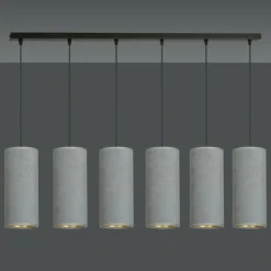 Online Szeroka lampa wisząca z szaro-złotymi abażurami 1060/6 BENTE | Kaja Żyrandole Nowoczesne