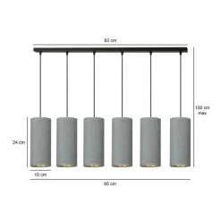 Online Szeroka lampa wisząca z szaro-złotymi abażurami 1060/6 BENTE | Kaja Żyrandole Nowoczesne