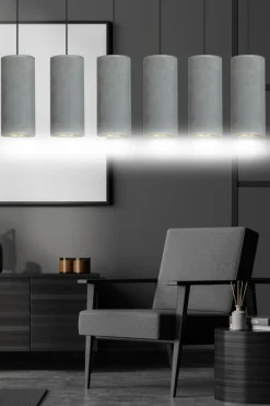 Online Szeroka lampa wisząca z szaro-złotymi abażurami 1060/6 BENTE | Kaja Żyrandole Nowoczesne