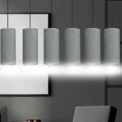 Online Szeroka lampa wisząca z szaro-złotymi abażurami 1060/6 BENTE | Kaja Żyrandole Nowoczesne