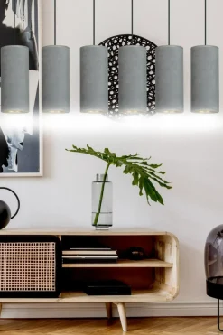 Online Szeroka lampa wisząca z szaro-złotymi abażurami 1060/6 BENTE | Kaja Żyrandole Nowoczesne